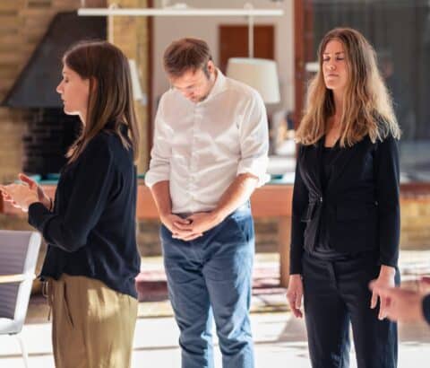 Participants in the Embodied Relational Leadership workshop focusing on inner connection